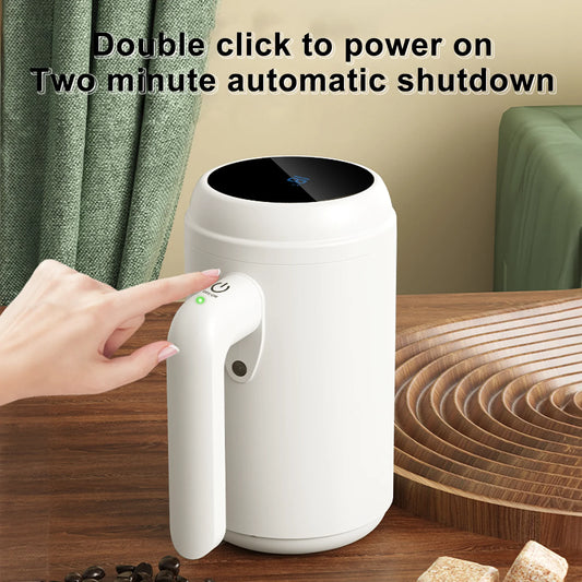 13.5Oz Self Stirring Mug, LED Temperature Display Magnetic Stirring Cup, 316 Stainless Steel Auto Mixer Cup, Auto Magnetic Stirring Coffee Mug for Coffee, Milk, Protein Powder (White)