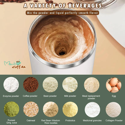 13.5Oz Self Stirring Mug, LED Temperature Display Magnetic Stirring Cup, 316 Stainless Steel Auto Mixer Cup, Auto Magnetic Stirring Coffee Mug for Coffee, Milk, Protein Powder (White)