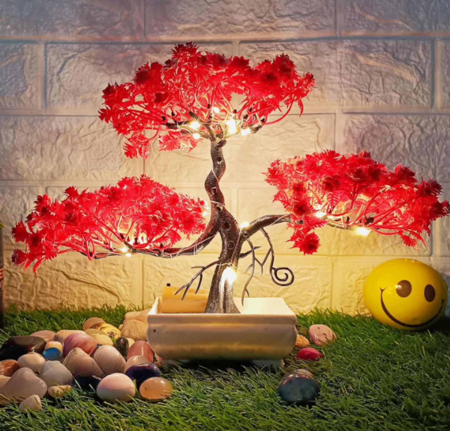 Fake Bonsai with LED (24cm, Red Tree) – Brighten Up Your Dark Spaces