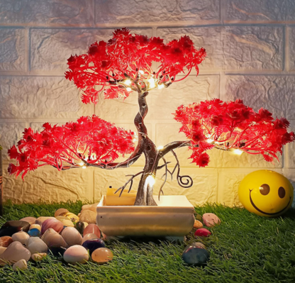 Fake Bonsai with LED (24cm, Red Tree) – Brighten Up Your Dark Spaces