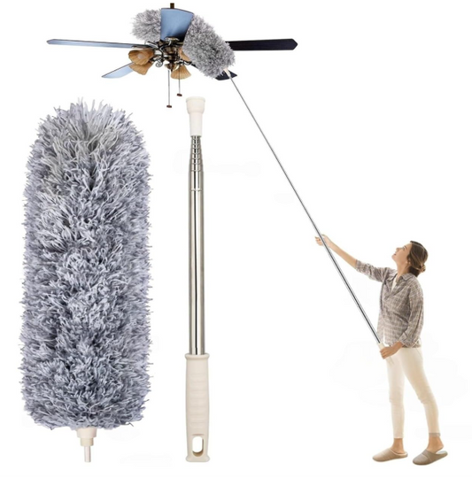 Fan Cleaning Mop Microfiber Duster with Extension Pole(Stainless Steel)