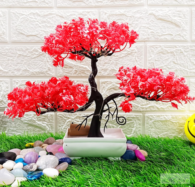 Fake Bonsai with LED (24cm, Red Tree) – Brighten Up Your Dark Spaces