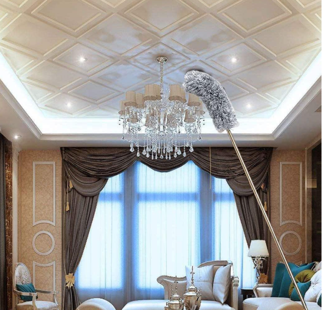 Fan Cleaning Mop Microfiber Duster with Extension Pole(Stainless Steel)