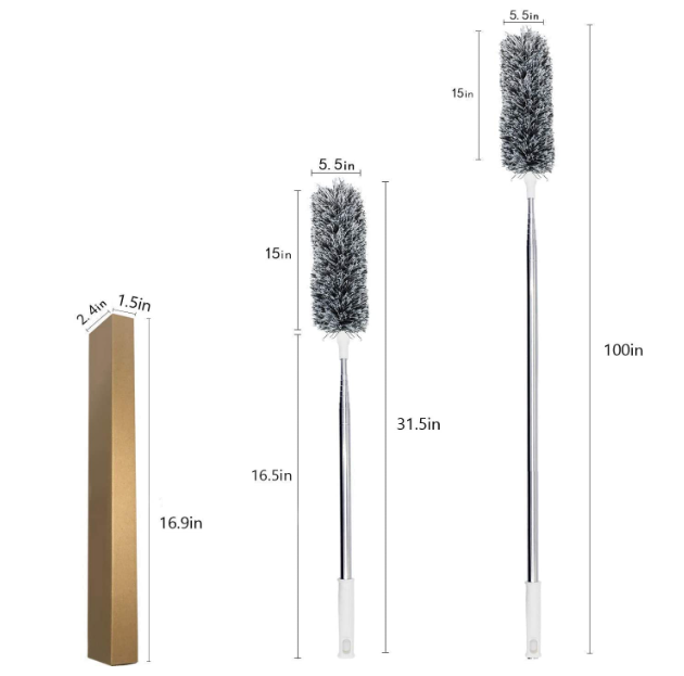 Fan Cleaning Mop Microfiber Duster with Extension Pole(Stainless Steel)