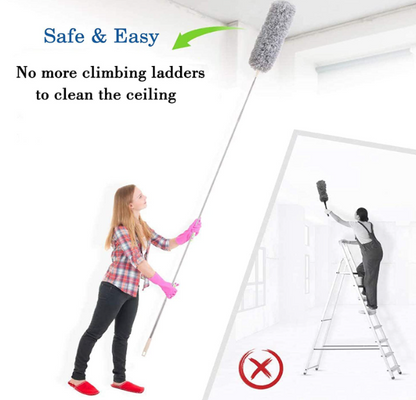 Fan Cleaning Mop Microfiber Duster with Extension Pole(Stainless Steel)