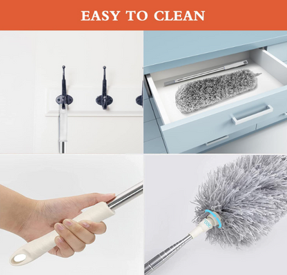 Fan Cleaning Mop Microfiber Duster with Extension Pole(Stainless Steel)