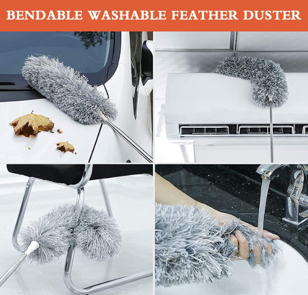 Fan Cleaning Mop Microfiber Duster with Extension Pole(Stainless Steel)